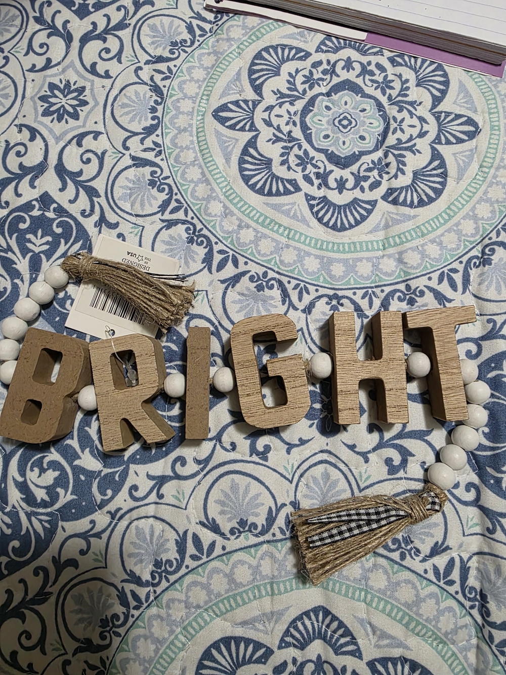 WOODEN 'BRIGHT' BEADED GARLAND WITH TASSELS